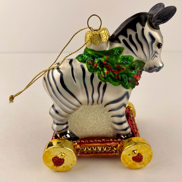Fitz and Floyd Old Fashioned Christmas Zebra glass tree ornament, with box - Picture 4 of 9